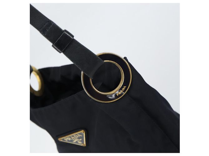 Borsa a Spalla PRADA Nylon Blu Navy Oro Auth 143666 D'oro - vista 10