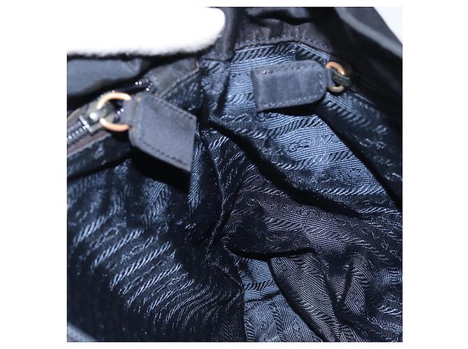 Borsa a Spalla PRADA Nylon Blu Navy Oro Auth 143666 D'oro - vista 20