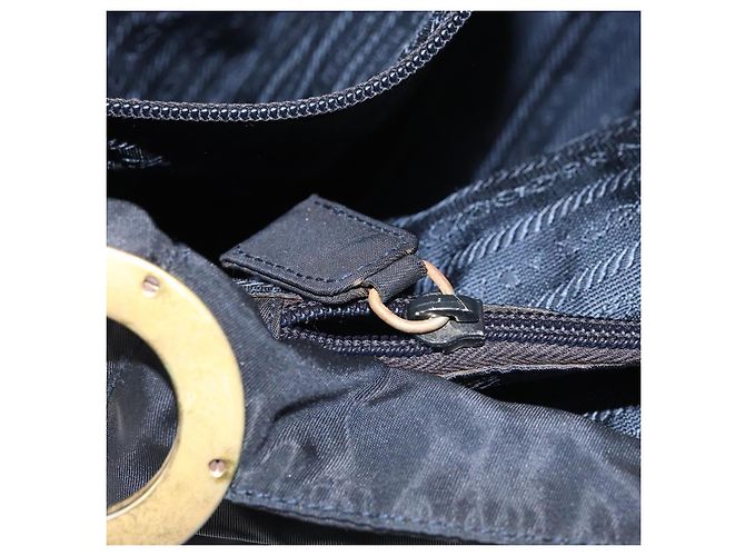 Borsa a Spalla PRADA Nylon Blu Navy Oro Auth 143666 D'oro - vista 23