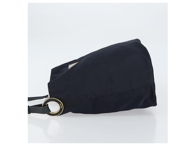 Borsa a Spalla PRADA Nylon Blu Navy Oro Auth 143666 D'oro - vista 4