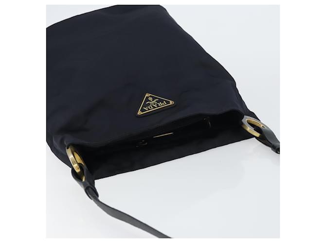 Borsa a Spalla PRADA Nylon Blu Navy Oro Auth 143666 D'oro - vista 6