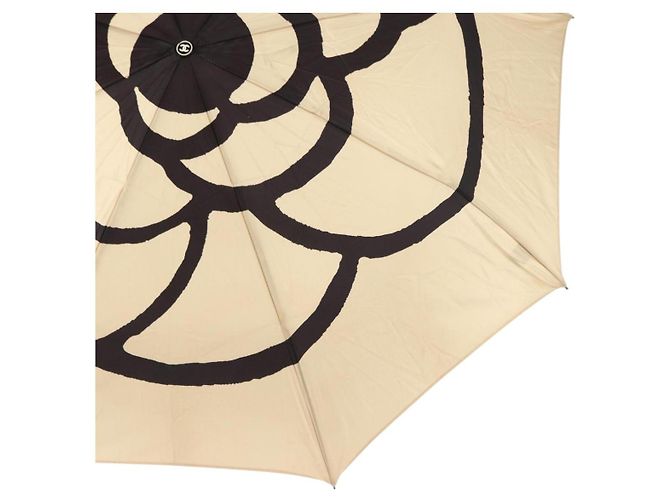 CHANEL Faltregenschirm Camelia Polyester Gold CC Auth 156295 Golden - Ansicht 5