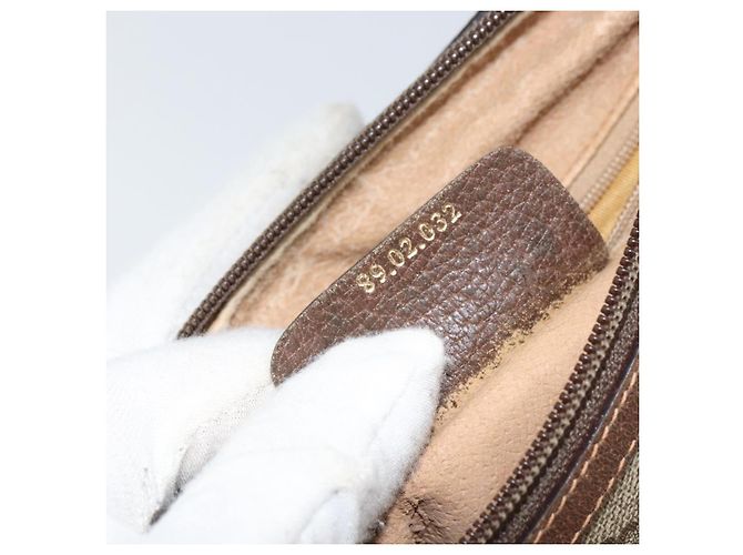 Borsa Sherry Line GG Supreme Web di GUCCI in PVC beige e oro 89 02 032 Auth 156159 D'oro - vista 12