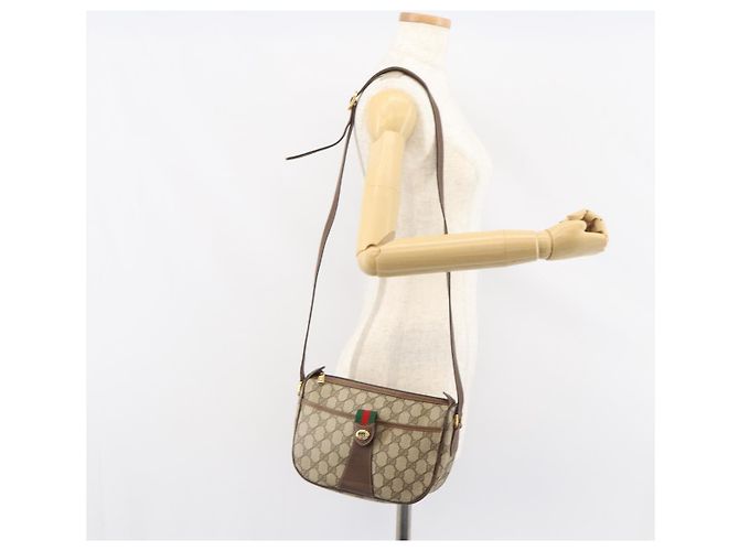 Borsa Sherry Line GG Supreme Web di GUCCI in PVC beige e oro 89 02 032 Auth 156159 D'oro - vista 24