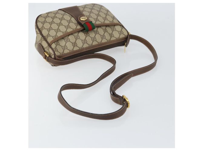 Borsa Sherry Line GG Supreme Web di GUCCI in PVC beige e oro 89 02 032 Auth 156159 D'oro - vista 7
