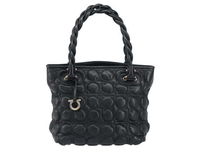 Borsa a mano in pelle nera Salvatore Ferragamo Auth 156381V Nero - vista 13