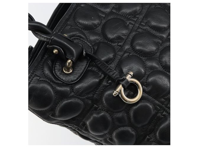 Borsa a mano in pelle nera Salvatore Ferragamo Auth 156381V Nero - vista 17