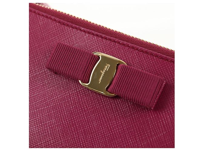 Portafoglio Compatto Salvatore Ferragamo Vala in Pelle Viola Oro Auth SW1752V - vista 17