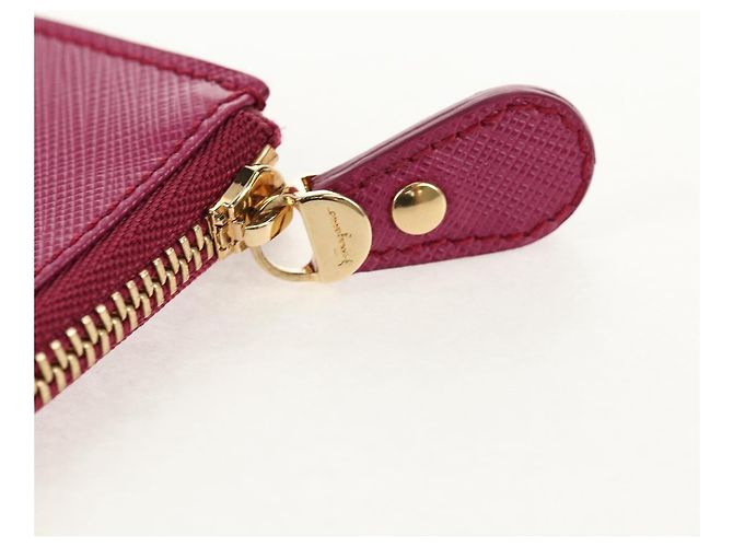 Portafoglio Compatto Salvatore Ferragamo Vala in Pelle Viola Oro Auth SW1752V - vista 8