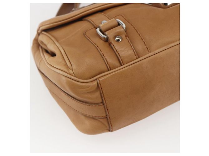 Borsa a mano Gancini in pelle marrone argento Auth 157129V di Salvatore Ferragamo - vista 14