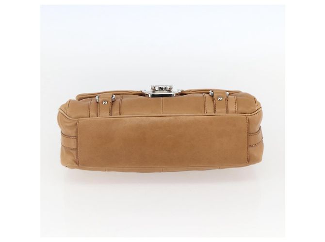 Borsa a mano Gancini in pelle marrone argento Auth 157129V di Salvatore Ferragamo - vista 5