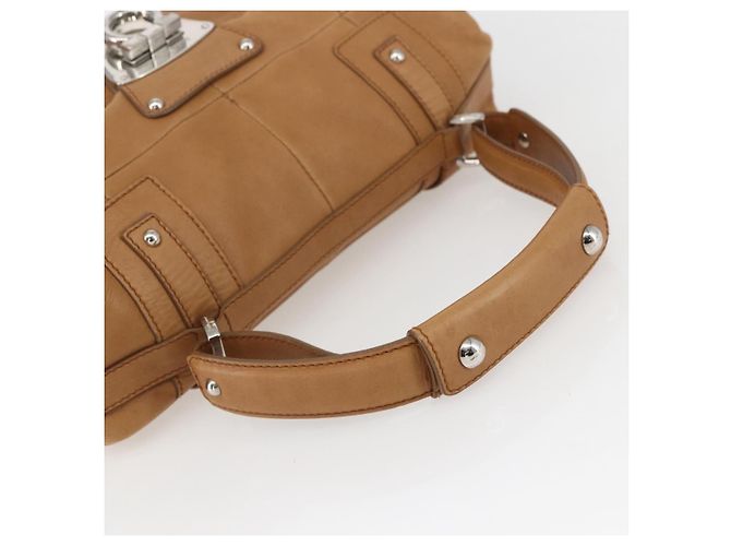 Borsa a mano Gancini in pelle marrone argento Auth 157129V di Salvatore Ferragamo - vista 7
