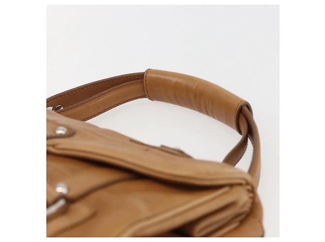 Borsa a mano Gancini in pelle marrone argento Auth 157129V di Salvatore Ferragamo - vista 8