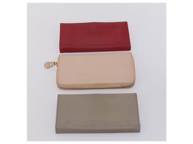 Portafoglio in pelle Salvatore Ferragamo 6 pezzi Nero Beige Rosso Auth bs31481 - vista 11