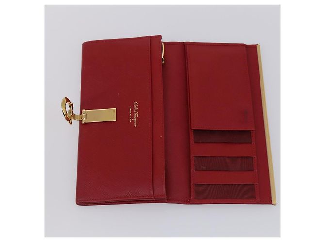 Portafoglio in pelle Salvatore Ferragamo 6 pezzi Nero Beige Rosso Auth bs31481 - vista 16