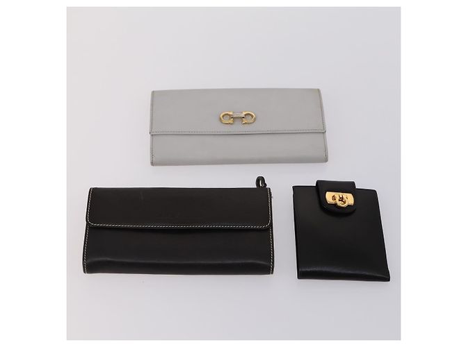 Portafoglio in pelle Salvatore Ferragamo 6 pezzi Nero Beige Rosso Auth bs31481 - vista 2