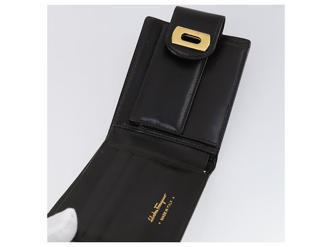 Portafoglio in pelle Salvatore Ferragamo 6 pezzi Nero Beige Rosso Auth bs31481 - vista 6
