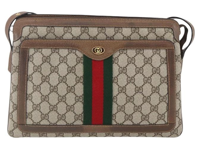 Borsa Gucci GG Supreme Web Sherry Line PVC Beige Oro 904 02 013 Auth ki6187 D'oro - vista 13