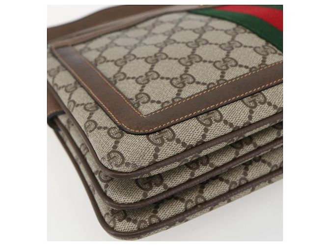 Borsa Gucci GG Supreme Web Sherry Line PVC Beige Oro 904 02 013 Auth ki6187 D'oro - vista 14
