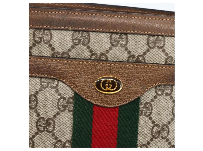 Borsa Gucci GG Supreme Web Sherry Line PVC Beige Oro 904 02 013 Auth ki6187 D'oro - vista 17