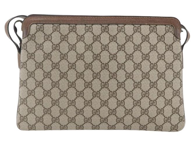 Borsa Gucci GG Supreme Web Sherry Line PVC Beige Oro 904 02 013 Auth ki6187 D'oro - vista 2