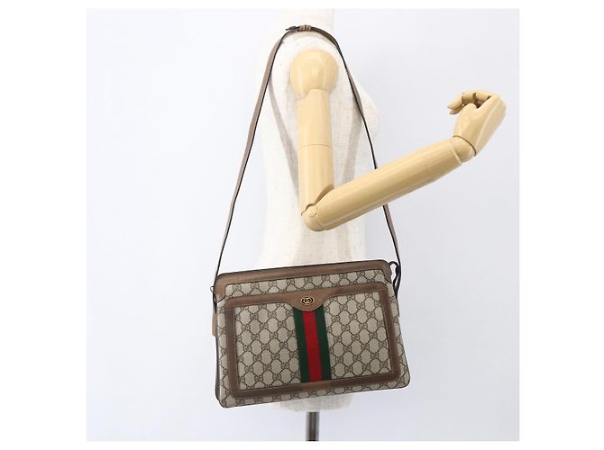 Borsa Gucci GG Supreme Web Sherry Line PVC Beige Oro 904 02 013 Auth ki6187 D'oro - vista 26