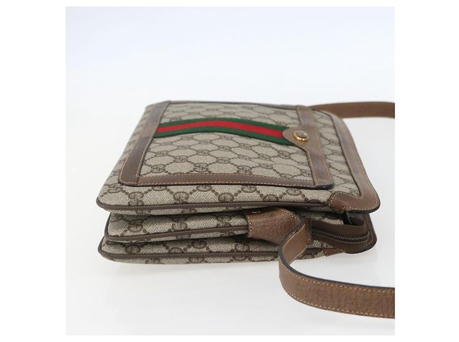 Borsa Gucci GG Supreme Web Sherry Line PVC Beige Oro 904 02 013 Auth ki6187 D'oro - vista 4