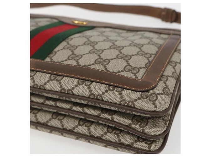 Borsa Gucci GG Supreme Web Sherry Line PVC Beige Oro 904 02 013 Auth ki6187 D'oro - vista 9