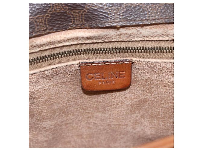 Céline Borsa a spalla in tela Macadam CELINE in pelle PVC marrone oro Auth 155935 D'oro - vista 17