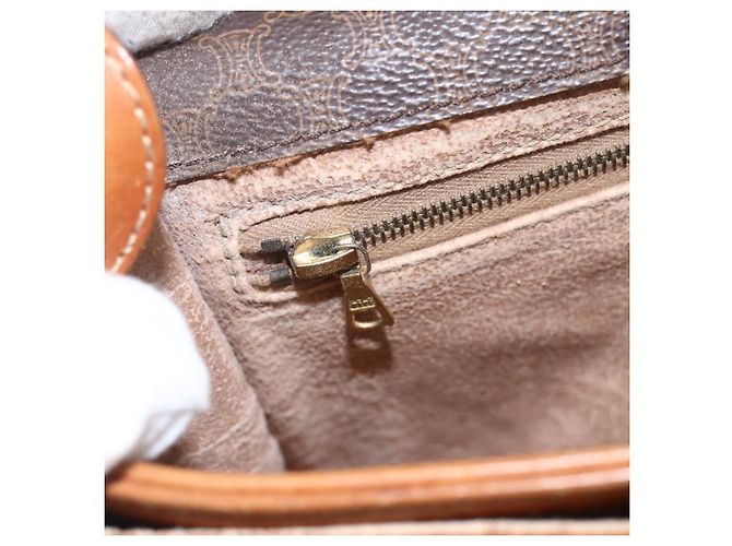 Céline Borsa a spalla in tela Macadam CELINE in pelle PVC marrone oro Auth 155935 D'oro - vista 18