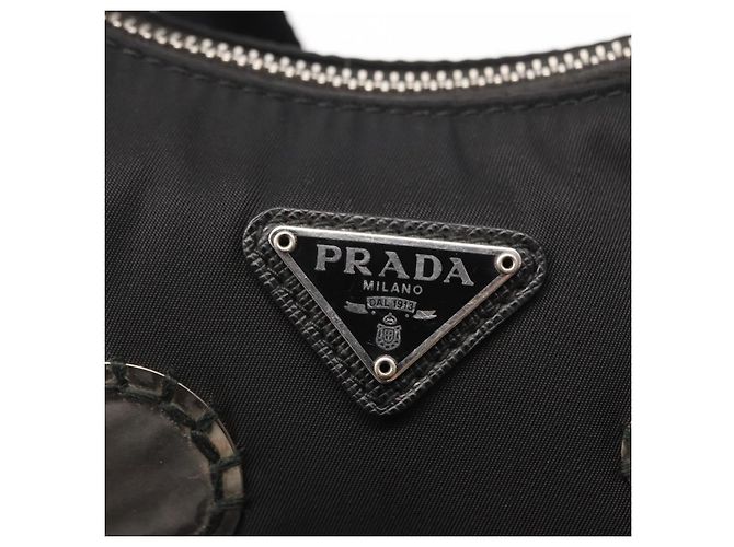 PRADA Re-Edition 2005 Borsa a Spalla Nylon 2in1 Nero Argento 1BH204 Auth 157130SAM - vista 20