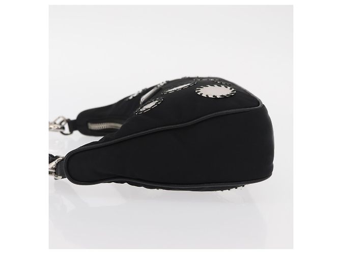 PRADA Re-Edition 2005 Borsa a Spalla Nylon 2in1 Nero Argento 1BH204 Auth 157130SAM - vista 4
