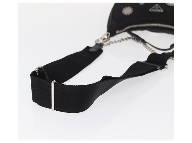 PRADA Re-Edition 2005 Borsa a Spalla Nylon 2in1 Nero Argento 1BH204 Auth 157130SAM - vista 8