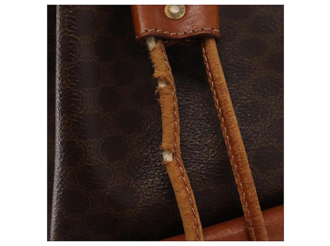 Céline Borsa a Spalla in Tela Macadam CELINE in Pelle PVC 2 in 1 Marrone Oro Auth ka784 D'oro - vista 10