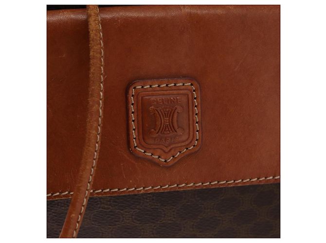 Céline Borsa a Spalla in Tela Macadam CELINE in Pelle PVC 2 in 1 Marrone Oro Auth ka784 D'oro - vista 18