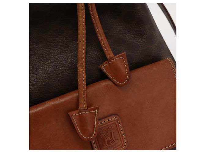 Céline Borsa a Spalla in Tela Macadam CELINE in Pelle PVC 2 in 1 Marrone Oro Auth ka784 D'oro - vista 19
