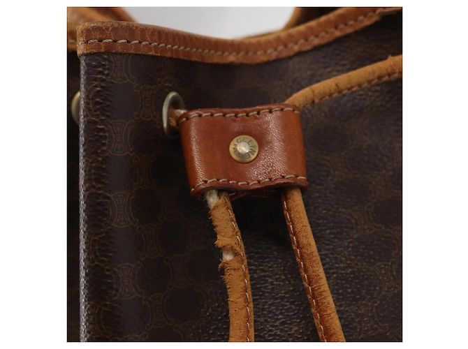 Céline Borsa a Spalla in Tela Macadam CELINE in Pelle PVC 2 in 1 Marrone Oro Auth ka784 D'oro - vista 20