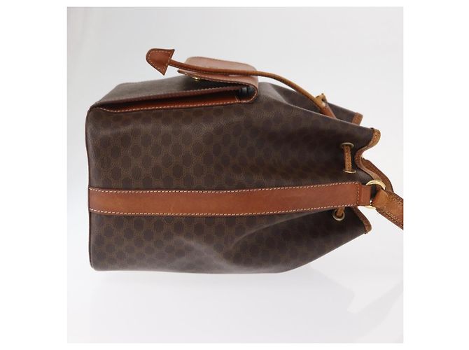 Céline Borsa a Spalla in Tela Macadam CELINE in Pelle PVC 2 in 1 Marrone Oro Auth ka784 D'oro - vista 3