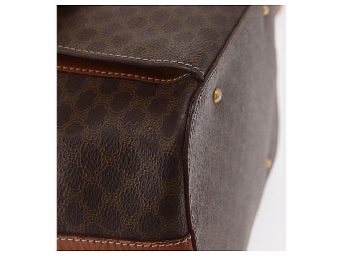 Céline Borsa a Spalla in Tela Macadam CELINE in Pelle PVC 2 in 1 Marrone Oro Auth ka784 D'oro - vista 9