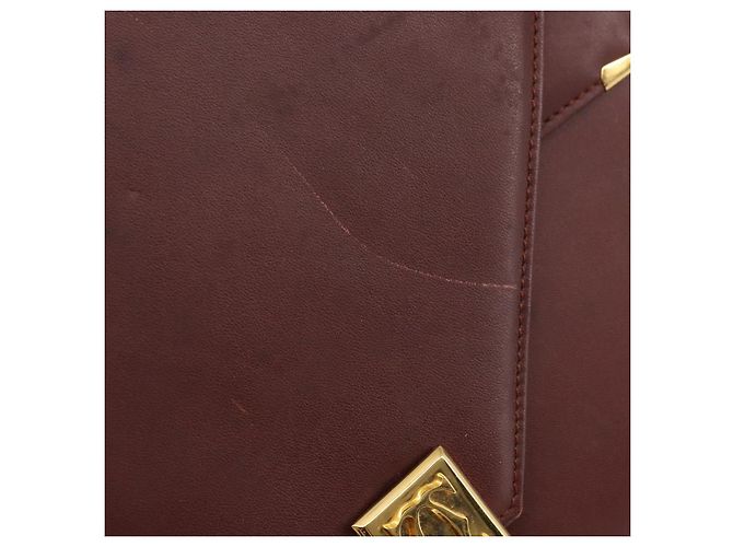 Cartier Borsa a Spalla Must Line in Pelle Bordeaux Oro Auth BA8699 D'oro Bordò - vista 10
