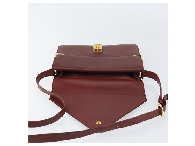 Cartier Borsa a Spalla Must Line in Pelle Bordeaux Oro Auth BA8699 D'oro Bordò - vista 11