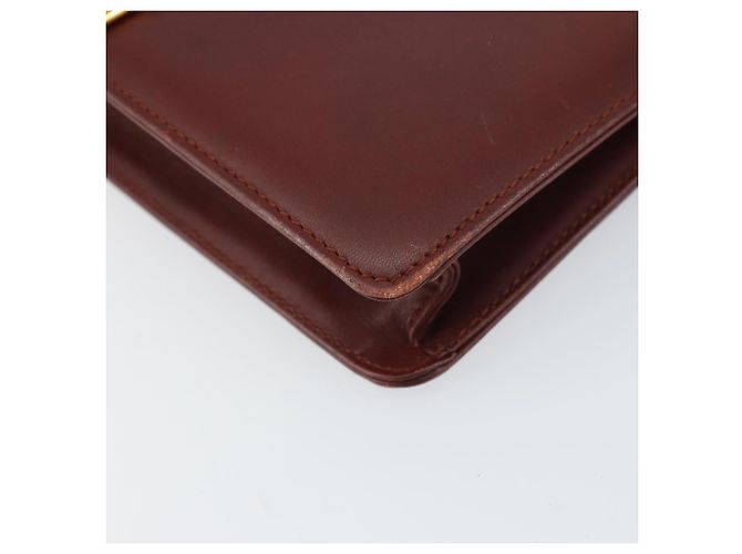 Cartier Borsa a Spalla Must Line in Pelle Bordeaux Oro Auth BA8699 D'oro Bordò - vista 14