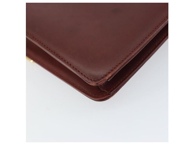 Cartier Borsa a Spalla Must Line in Pelle Bordeaux Oro Auth BA8699 D'oro Bordò - vista 16