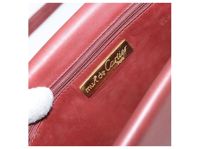 Cartier Borsa a Spalla Must Line in Pelle Bordeaux Oro Auth BA8699 D'oro Bordò - vista 18