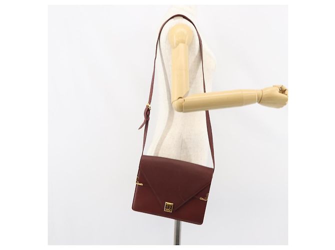 Cartier Borsa a Spalla Must Line in Pelle Bordeaux Oro Auth BA8699 D'oro Bordò - vista 25