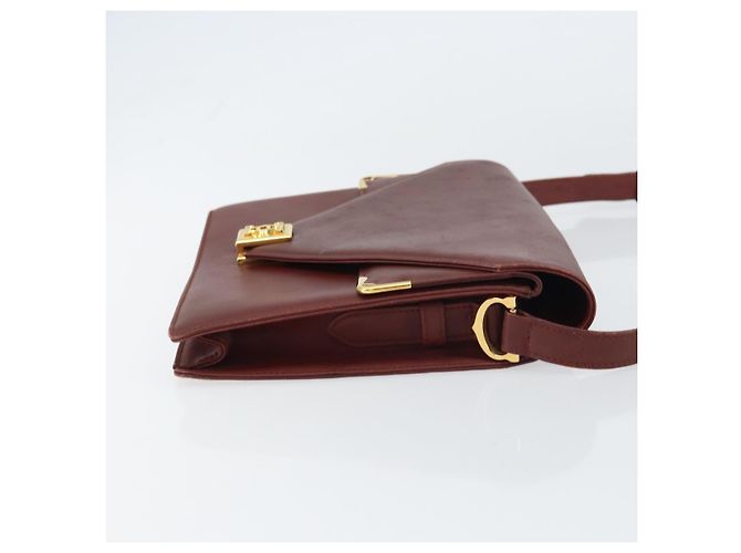 Cartier Borsa a Spalla Must Line in Pelle Bordeaux Oro Auth BA8699 D'oro Bordò - vista 3