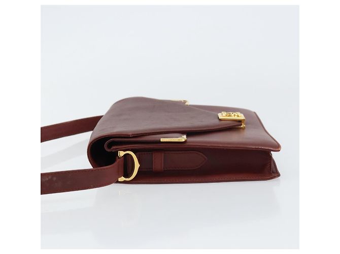 Cartier Borsa a Spalla Must Line in Pelle Bordeaux Oro Auth BA8699 D'oro Bordò - vista 4