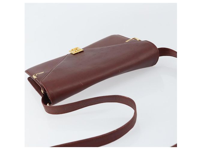 Cartier Borsa a Spalla Must Line in Pelle Bordeaux Oro Auth BA8699 D'oro Bordò - vista 6