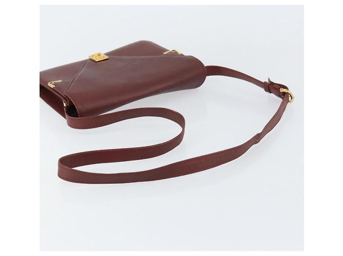 Cartier Borsa a Spalla Must Line in Pelle Bordeaux Oro Auth BA8699 D'oro Bordò - vista 7