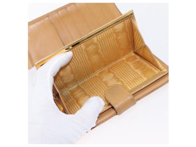 CHANEL COCO Cartera Larga Mark Piel Caviar Beige Oro CC Auth bs31582 Dorado - vista 12